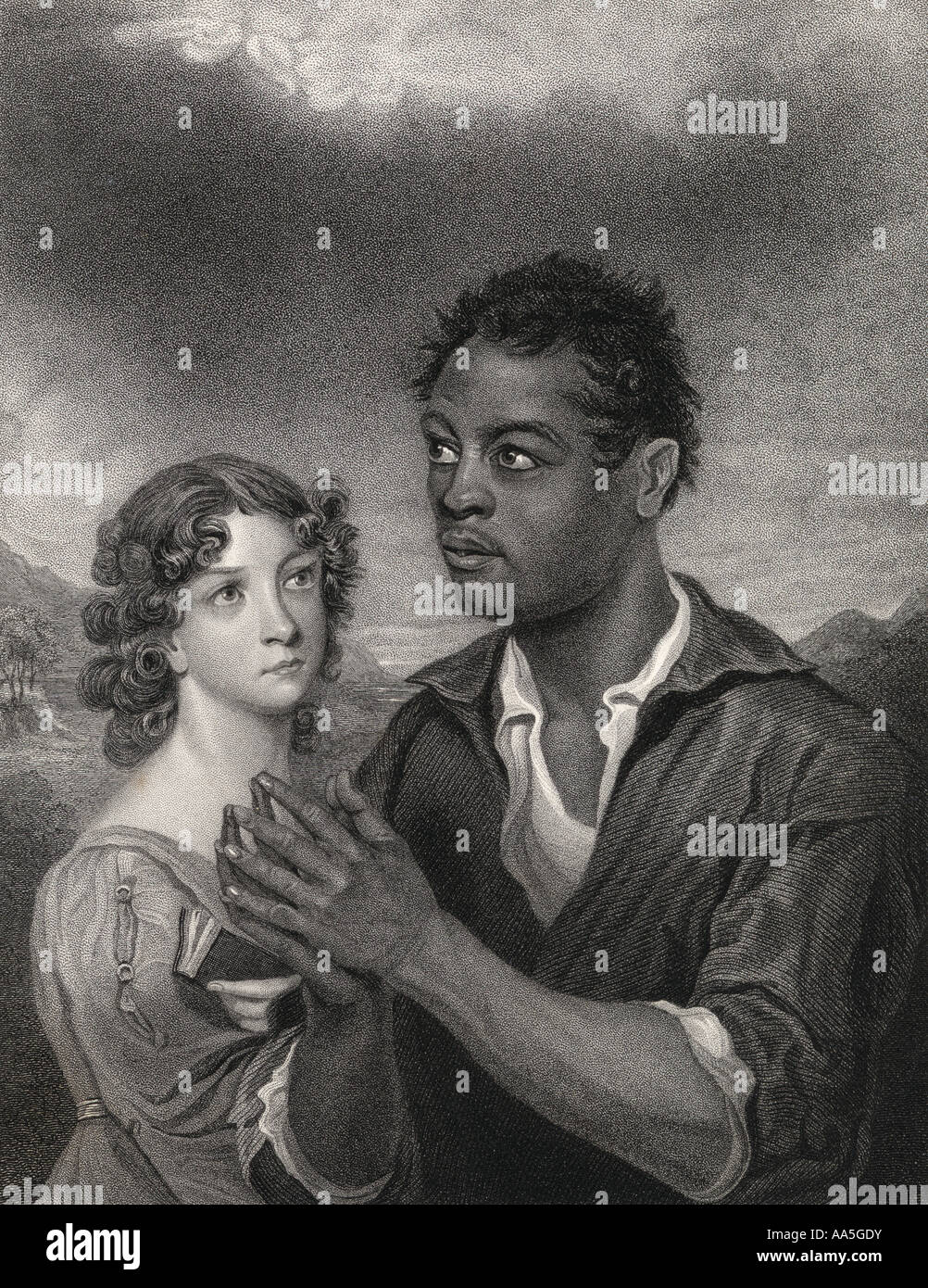 Incisione datata 1844 del Principe Africano, di R Hicks dopo H Meyer Foto Stock