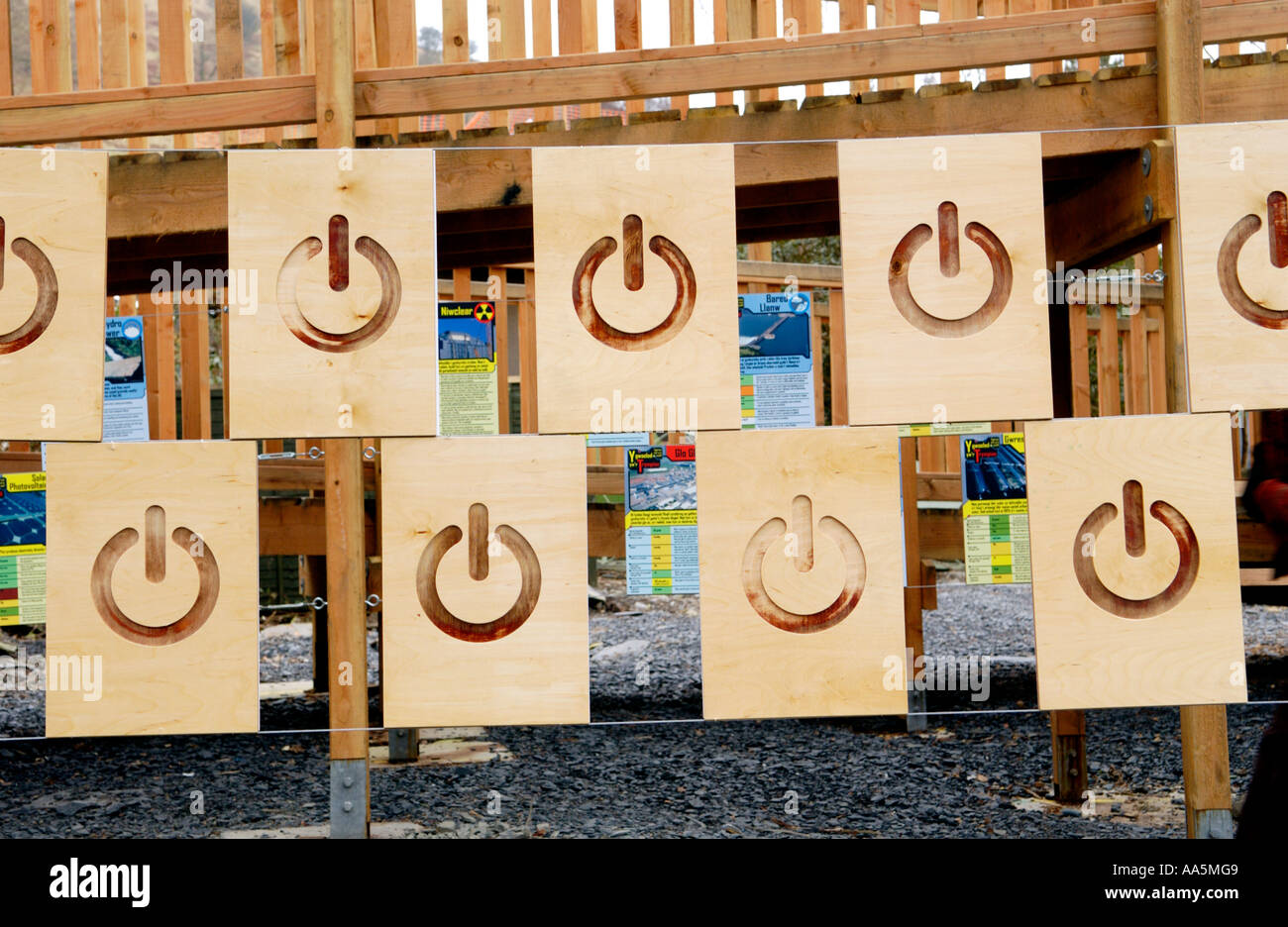 Nuova energia e il display di potenza al Centre for Alternative Technology in Machynlleth Powys Mid Wales UK Foto Stock