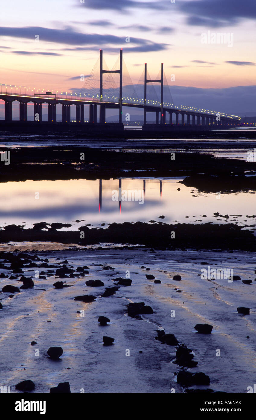 Secondo Severn Bridge crossing Severn Estuary England Regno Unito Foto Stock