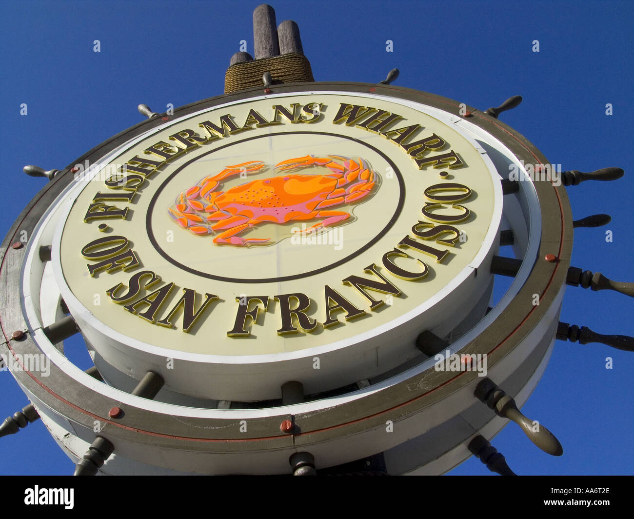 Fishermans Wharf firmare all'entrata di San Francisco California USA Foto Stock