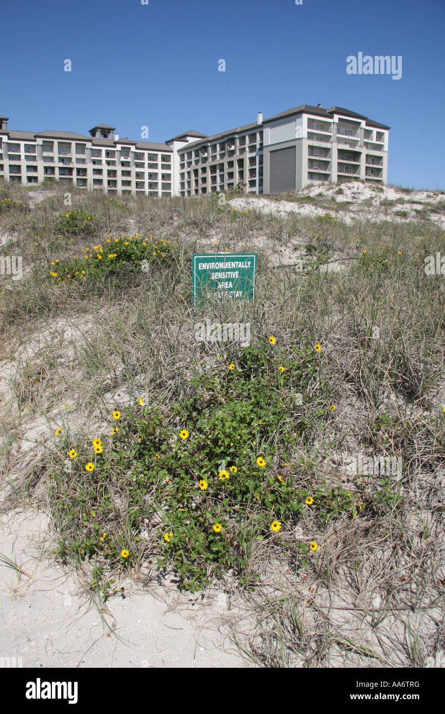 Resort e area ambientalmente sensibile rimanere spenta dune sign in Amelia Island Florida USA Foto Stock