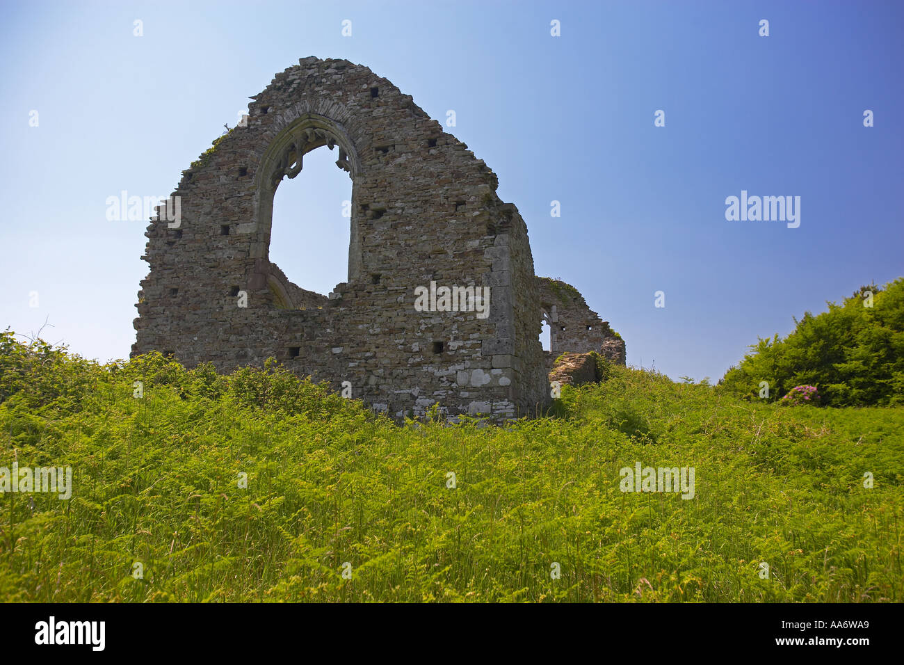 "Capel Mair" Cappella di Margam montagna che si affaccia Margam Abbey, Port Talbot, South Wales, Regno Unito Foto Stock