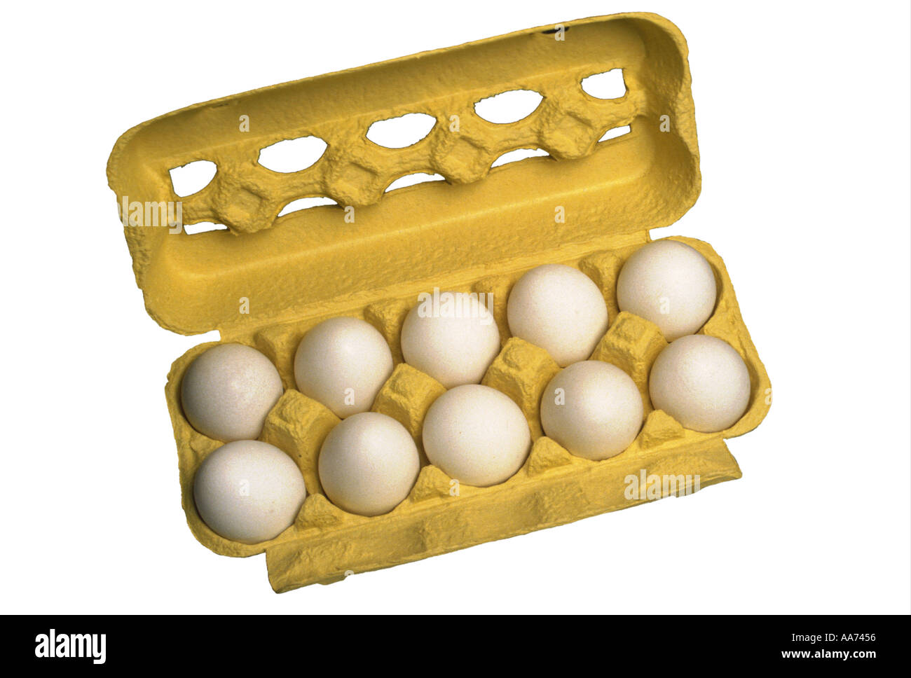 Dieci uova di gallina fresche s le uova in un pacchetto Foto Stock