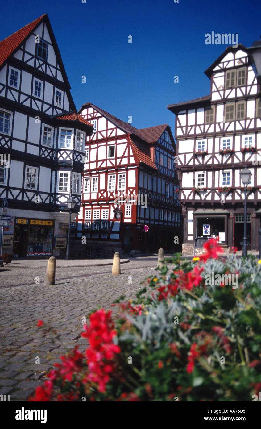 Germania Assia Assia città di Spangenberg quadro storico case townscape Foto Stock