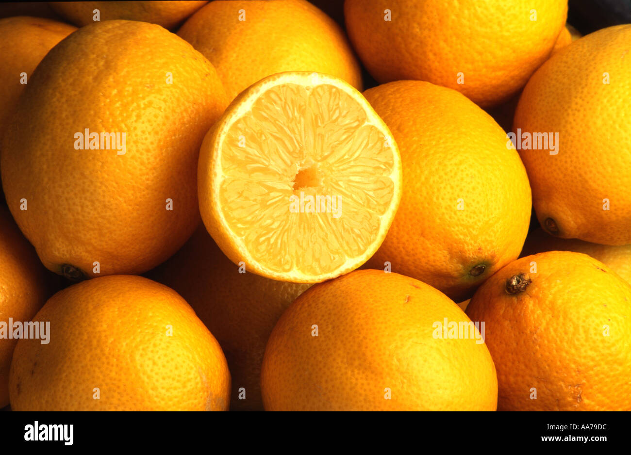 Agrumi frutta limone limoni giallo per alimenti acido acida limone zitronen Foto Stock
