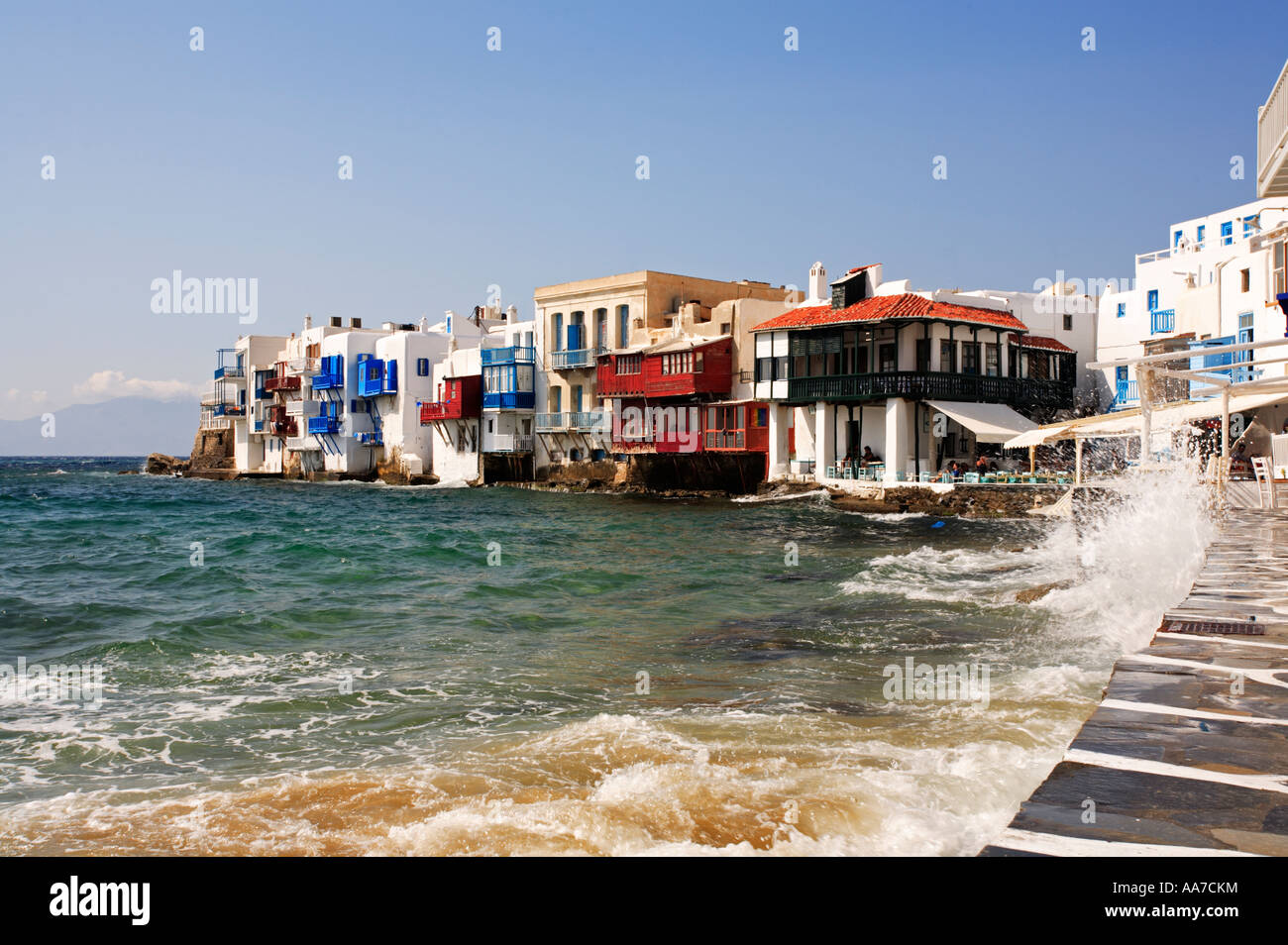 La piccola Venezia Mykonos isola del Mar Egeo cicladi grecia UE Unione europea EUROPA Foto Stock