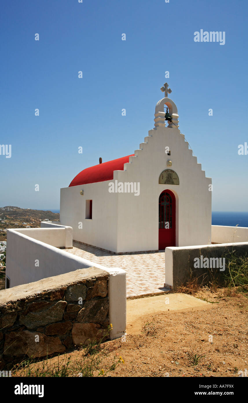 Chiesa Ortodossa greca Mykonos Grecia Foto Stock