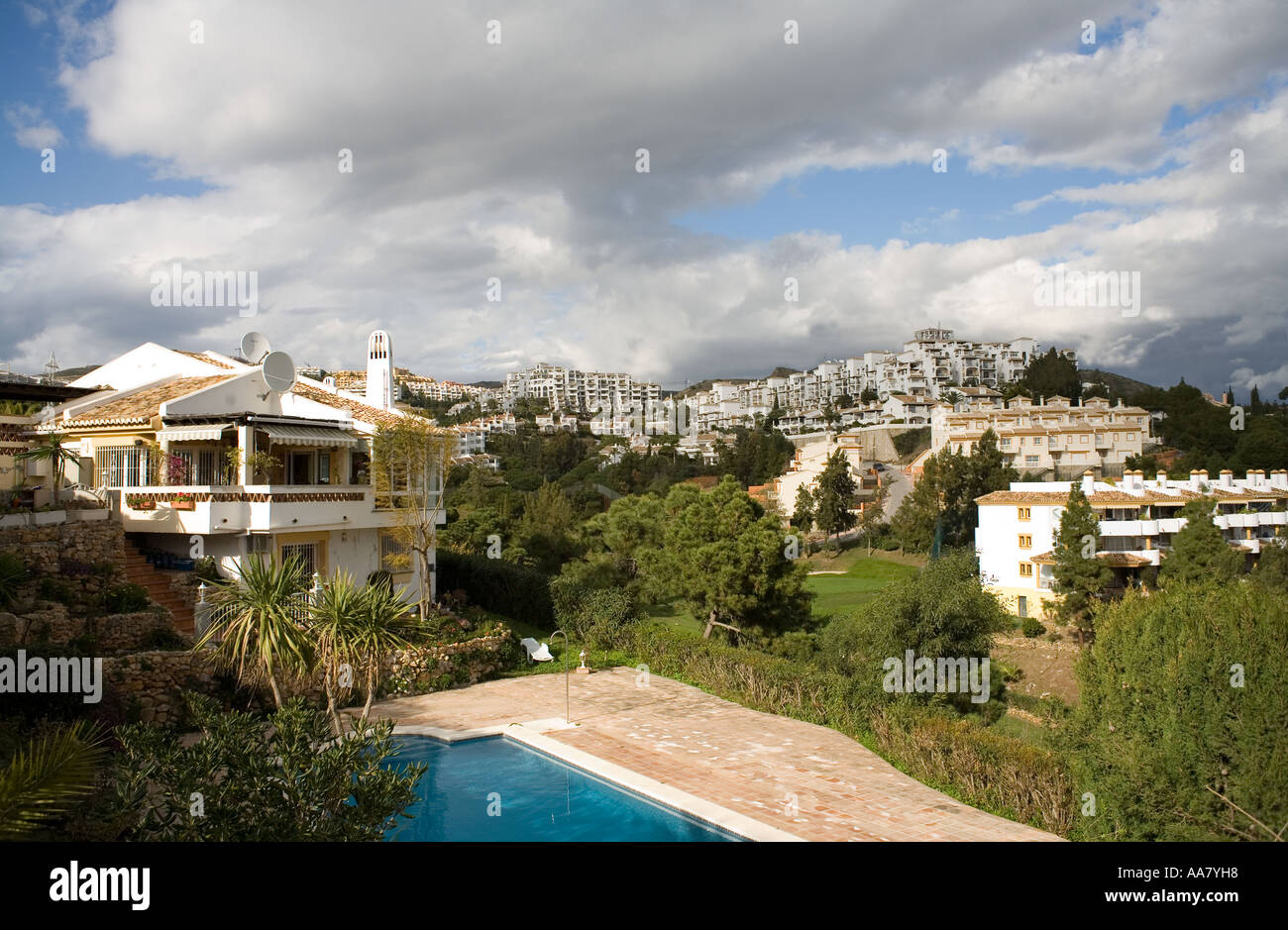 Appartamenti, Ville, piscina, campo da Golf, Calahonda, Costa del Sol, Spagna Foto Stock