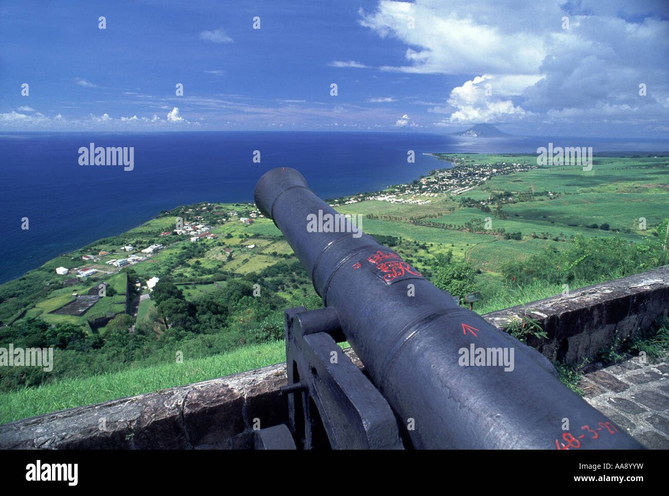 Caraibi st kitts Brimstone Hill Fortress cannon Foto Stock