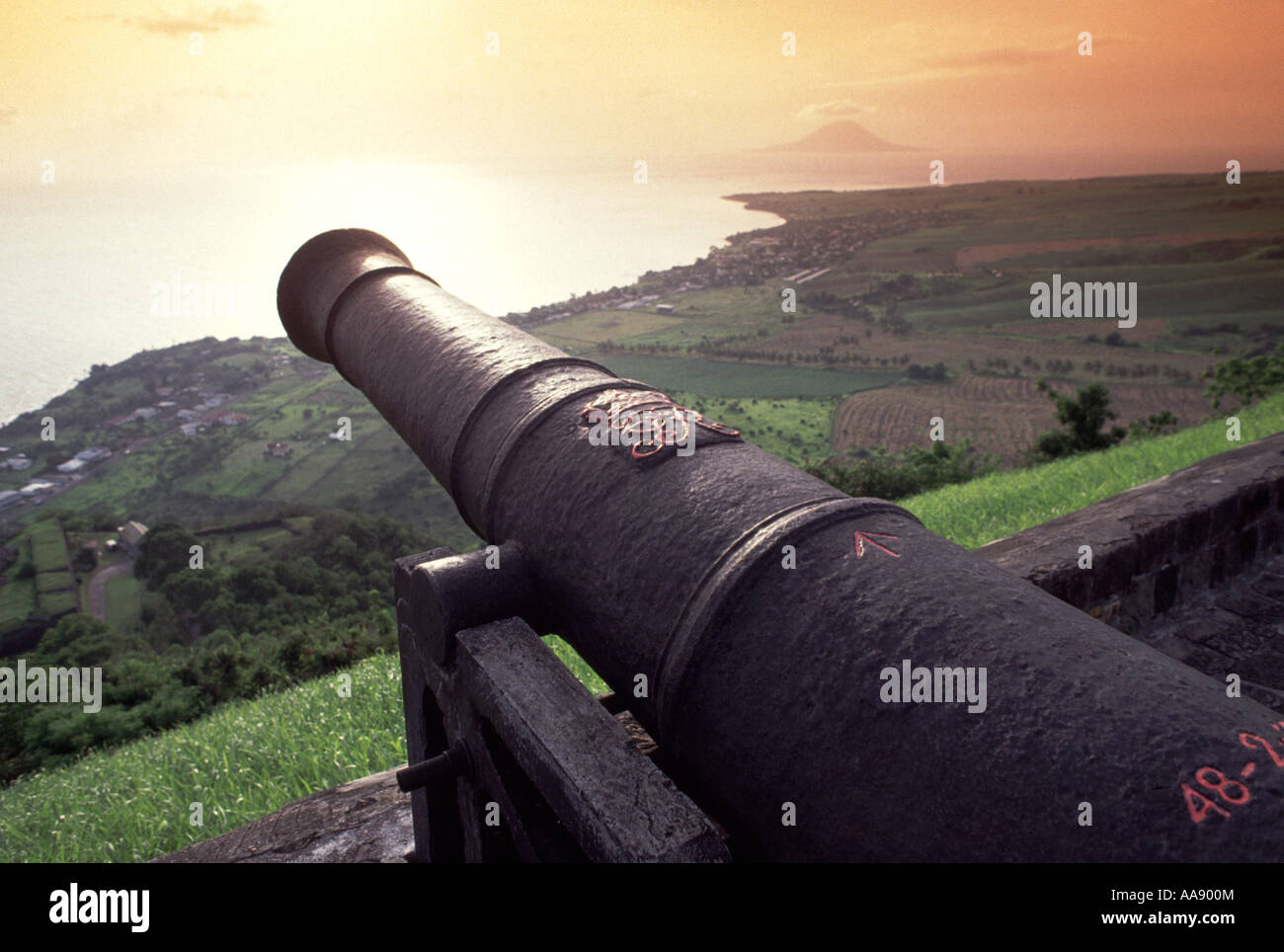 Caraibi st kitts Brimstone Hill Fortress cannon Foto Stock