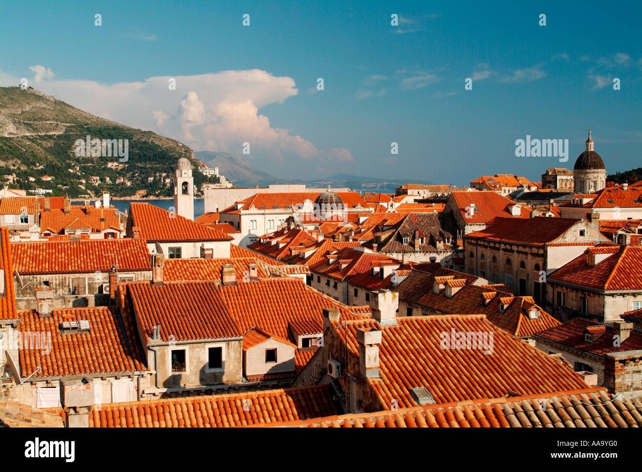 Rosso sui tetti della città di Dubrovnik Croazia Foto Stock