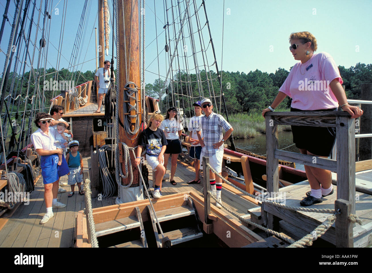 Elk218 3062 Carolina del nord Isola Roanoke Manteo Elizabeth II replica del 1585 nave britannica Foto Stock
