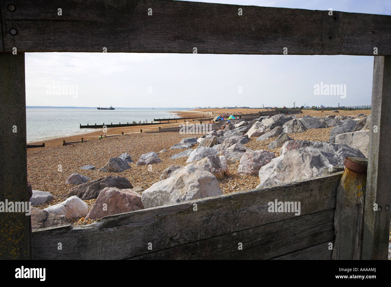 Spiaggia di scena a Hayling Bay 1 Foto Stock