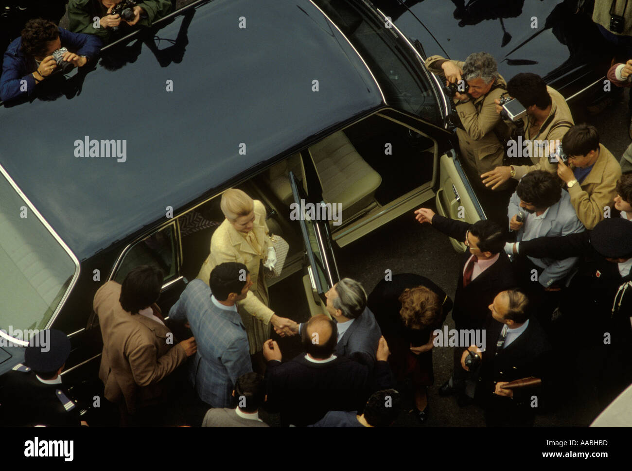 La Principessa Grace di Monaco arriva al Festival di Cannes nel sud della Francia. 1980 1980 HOMER SYKES Foto Stock