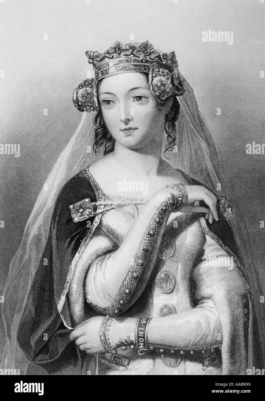 Philippa di Hainault, c. 1310 - 1369. Regina dell'Inghilterra come la moglie del re Edward III. Foto Stock