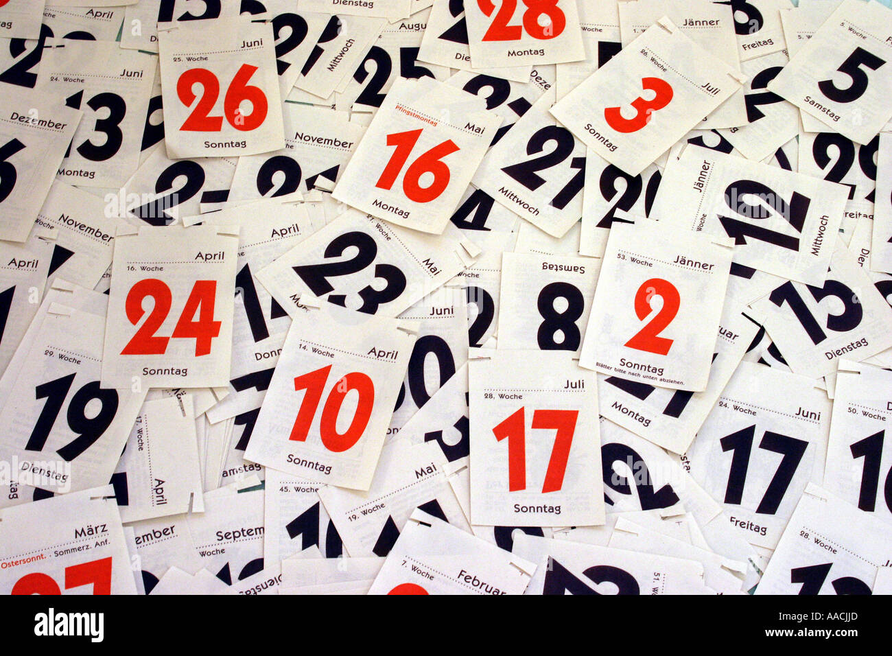 Fogli di calendario Foto stock - Alamy