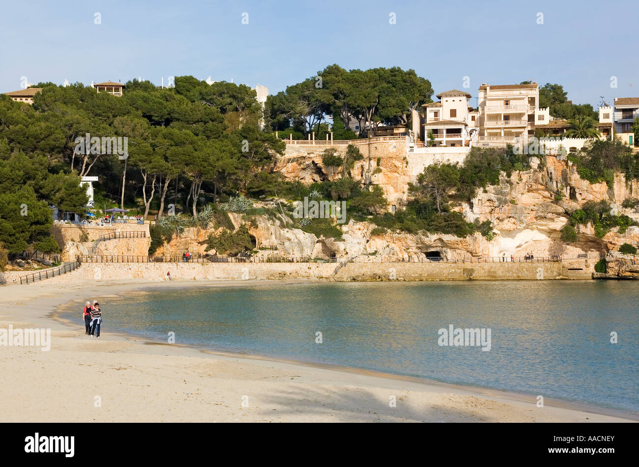 La spiaggia di Portocristo, Maiorca, Baleari, Spagna Foto Stock