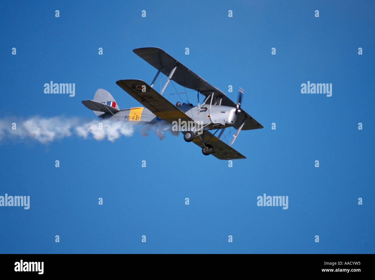 Un De Havilland Tiger Moth in volo durante un display dell'aria Foto Stock