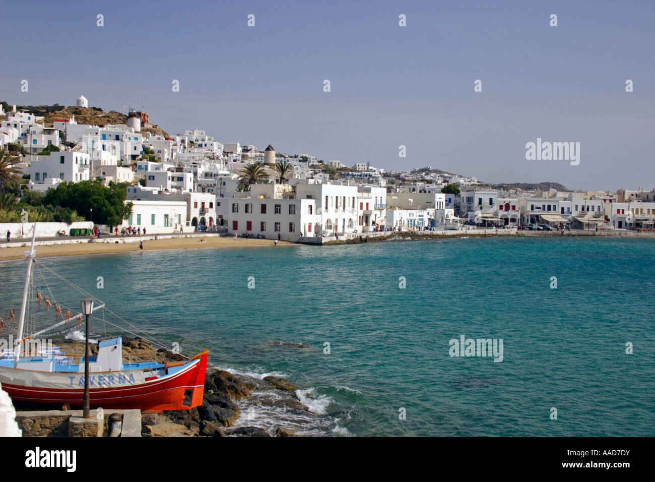 Porto di Mykonos in Grecia Foto Stock