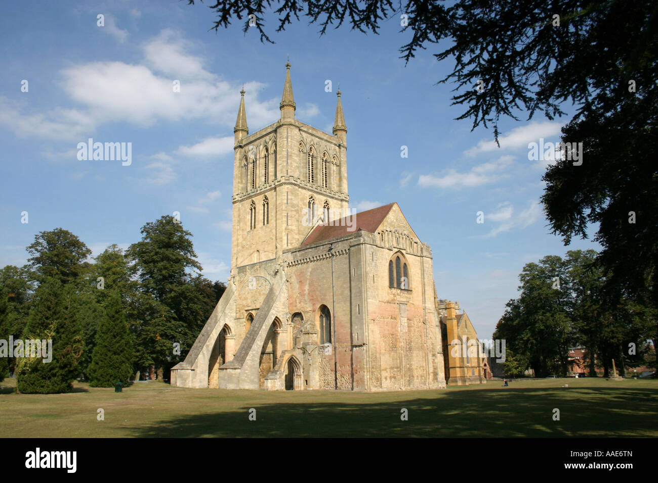 Pershore abbey Norman Inizio architettura Inglese Worcestershire Inghilterra uk gb Foto Stock