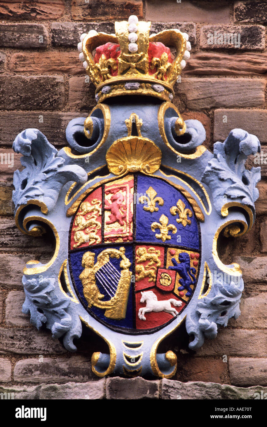 Berwick caserme, bracci di King George 1 Northumberland, Inghilterra, Regno Unito, Storia, Inglese di royalty, stemma reale, araldica Foto Stock