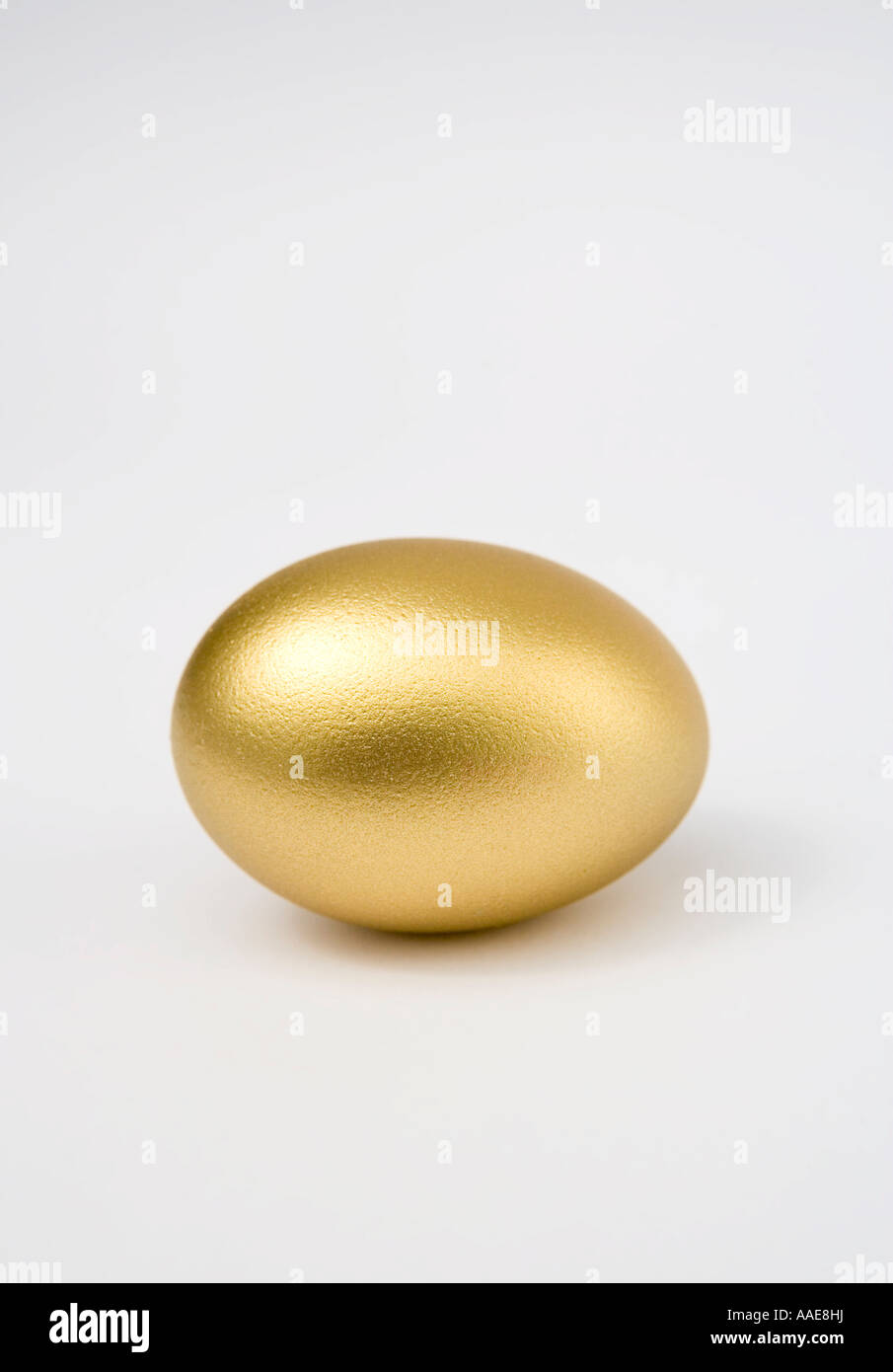 Uovo di oro su sfondo bianco Foto Stock