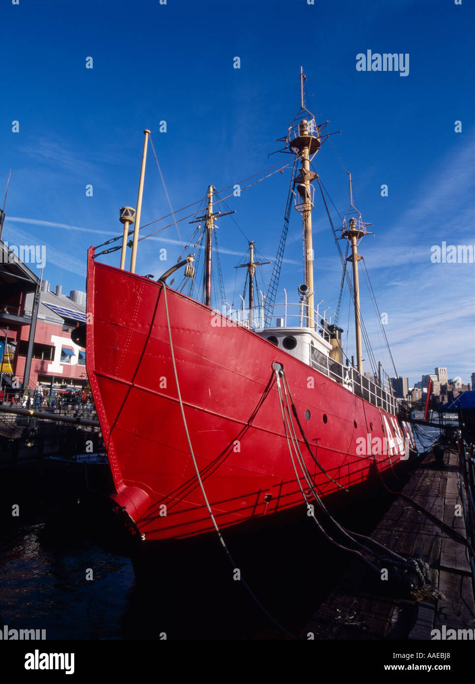 Ambrogio lightship, South Street porta a mare museo, East River, New York Foto Stock