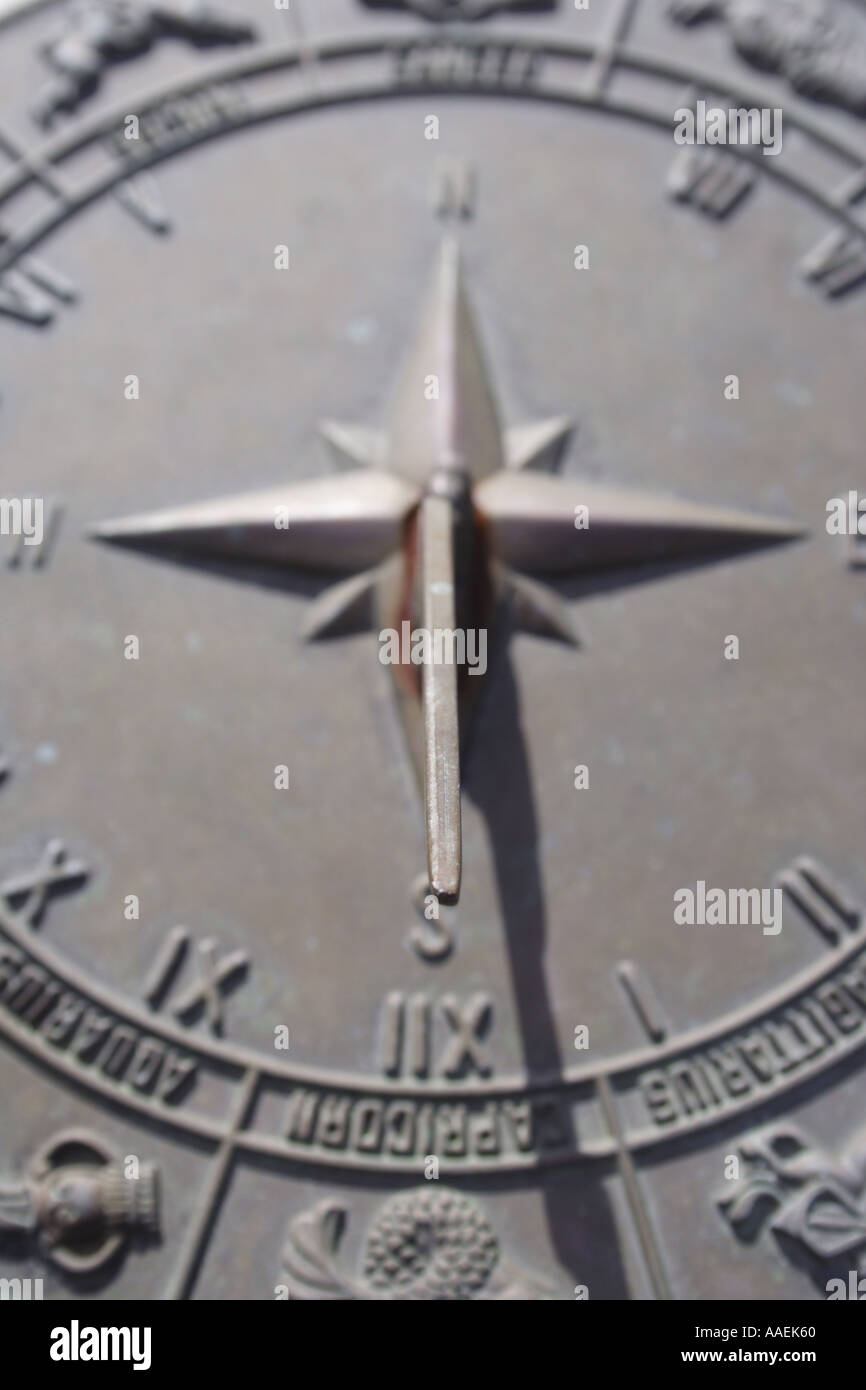 Un orologio solare che mostra segni dello zodiaco BAPD1834 Foto Stock
