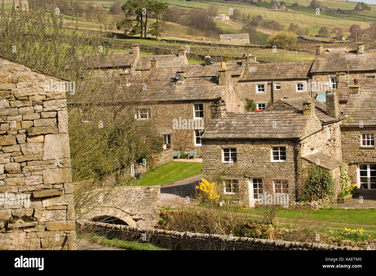 Villaggio Thwaite, Swaledale, nello Yorkshire, Regno Unito Foto Stock