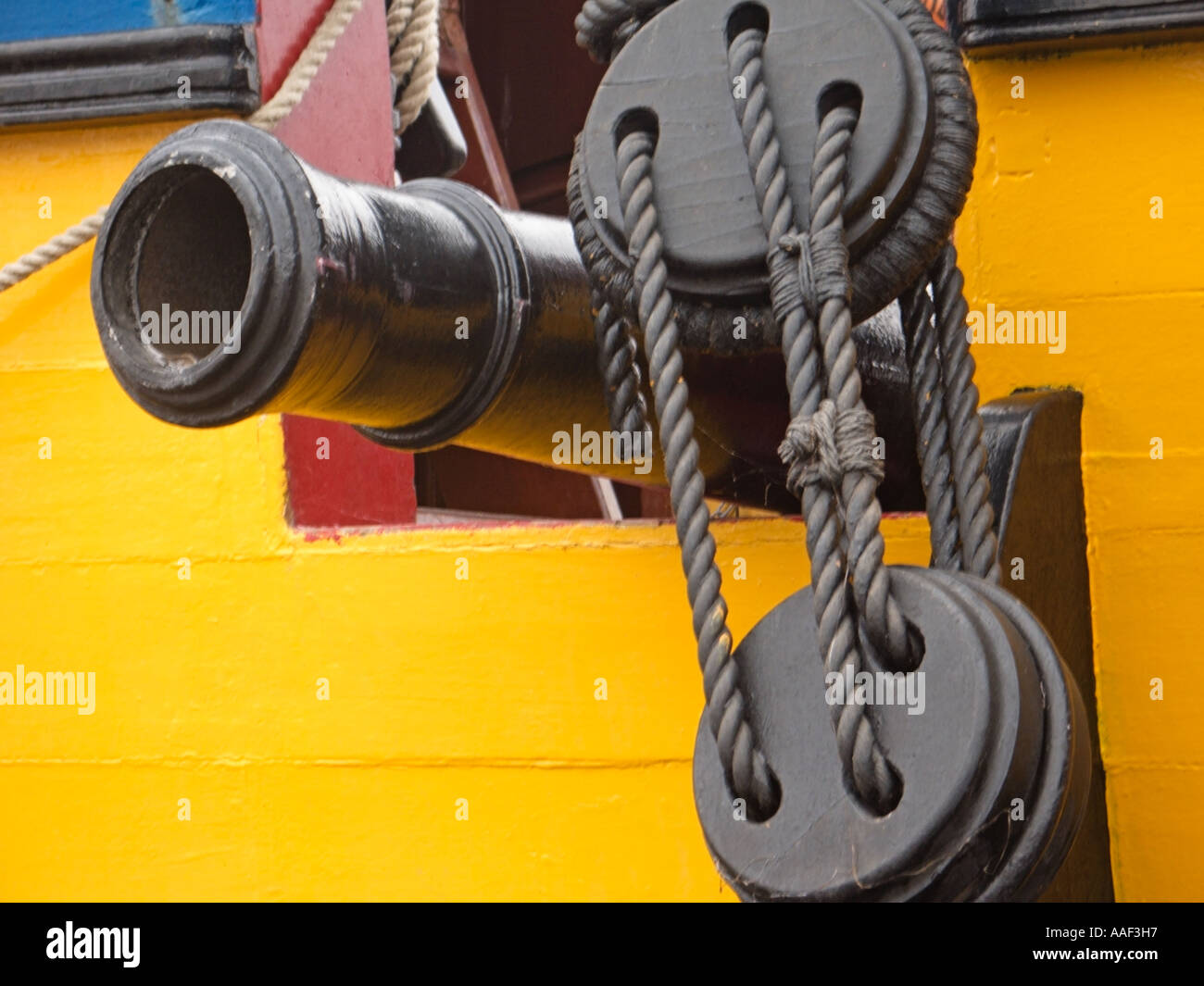 18th secolo fregate britanniche 'il Grand Turk' Tall Ship in visita al Porto di Great Yarmouth, Norfolk, Inghilterra, Regno Unito Foto Stock