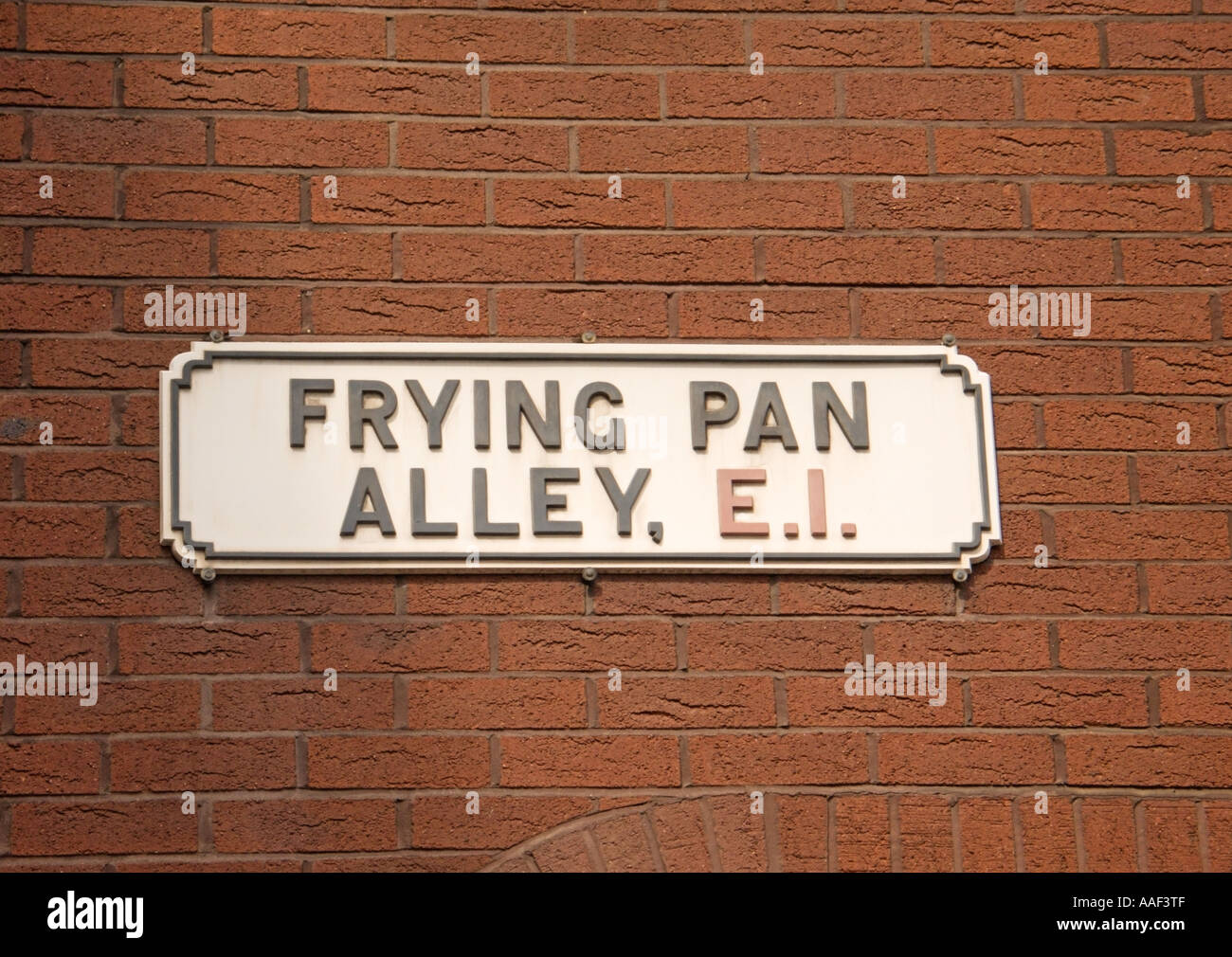 Padella Alley Street firmare E1 London Regno Unito Foto Stock