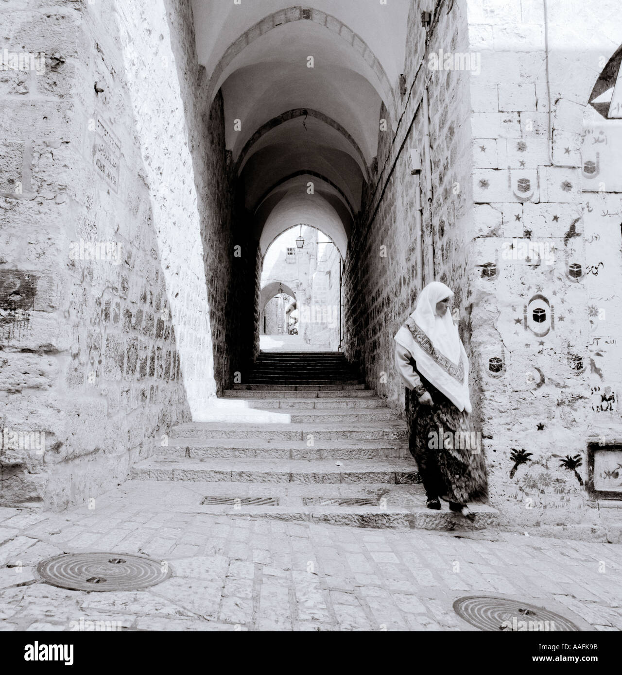 Il vecchio quartiere della città di Gerusalemme in Israele Palestina in Medio Oriente Foto Stock