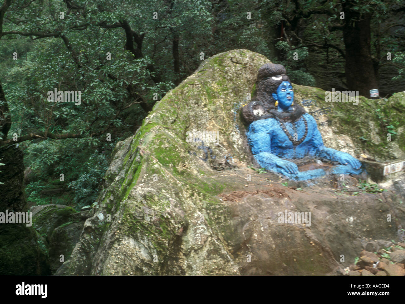Signore Shiva rock carving Panchmadi Madhya Pradesh India Foto Stock