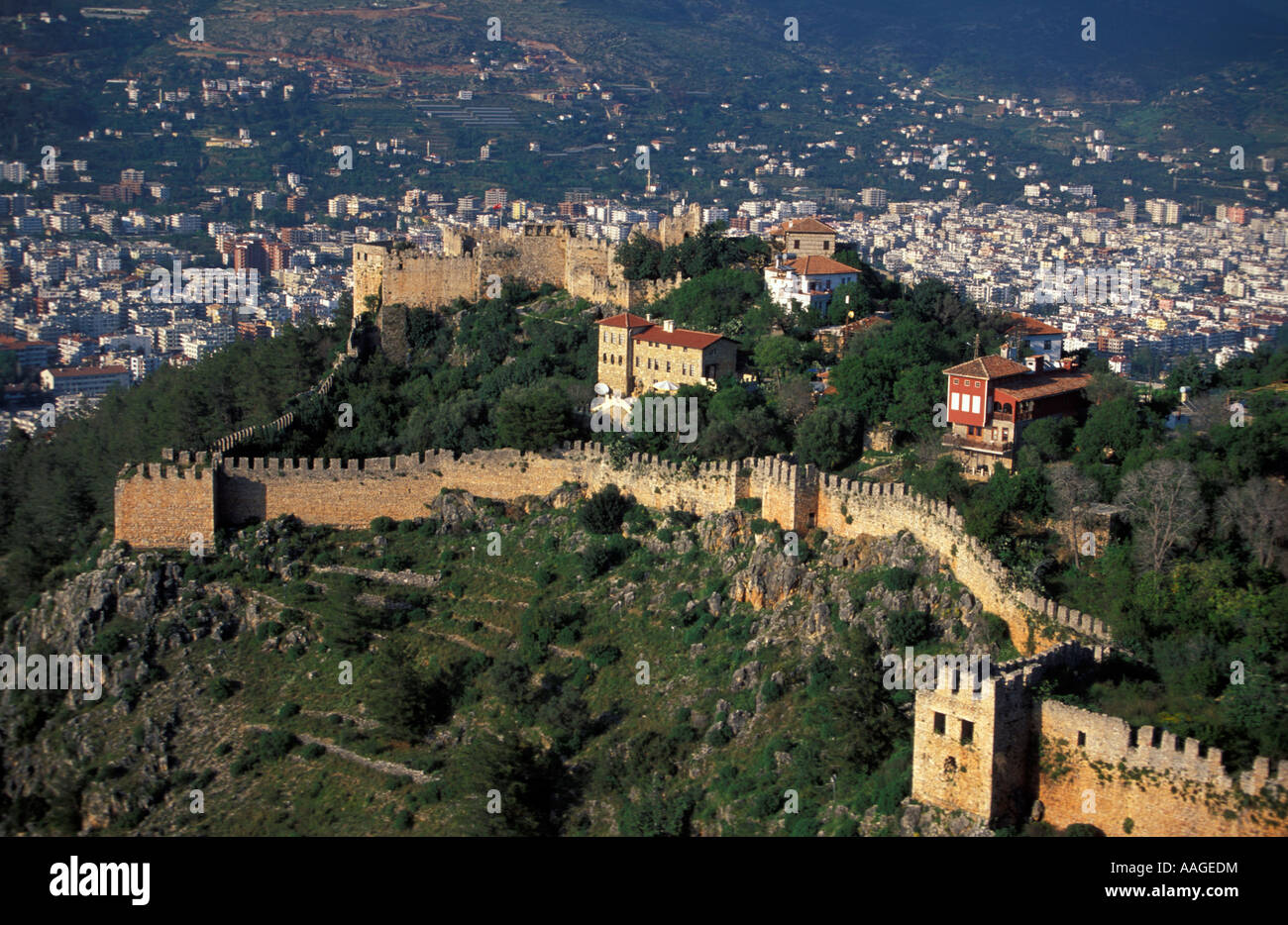 Ic di fortezza Kale Alanya Antalya Riviera Turca la Turchia Foto Stock