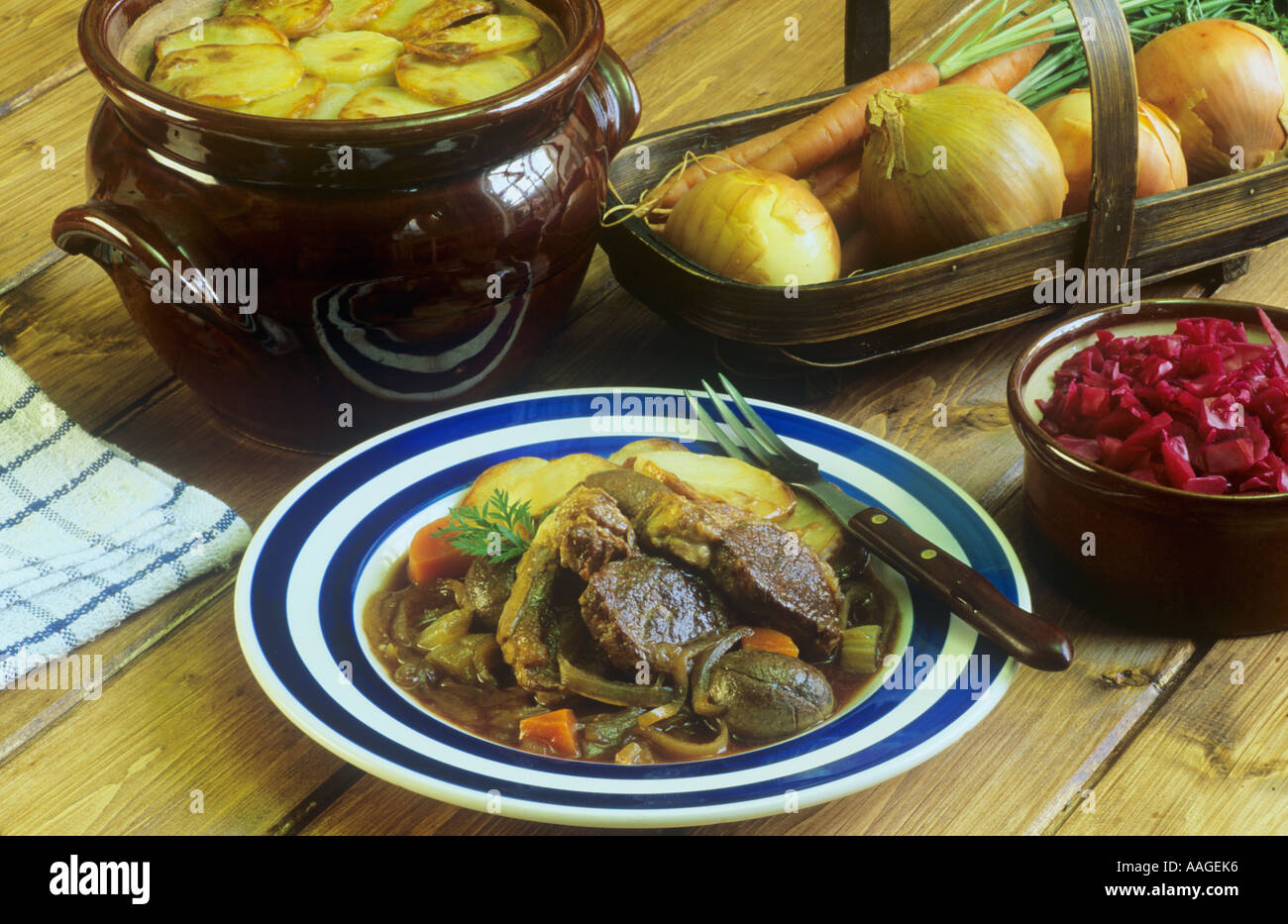 Il Lancashire hot pot tradizionale cibo britannico REGNO UNITO Foto Stock