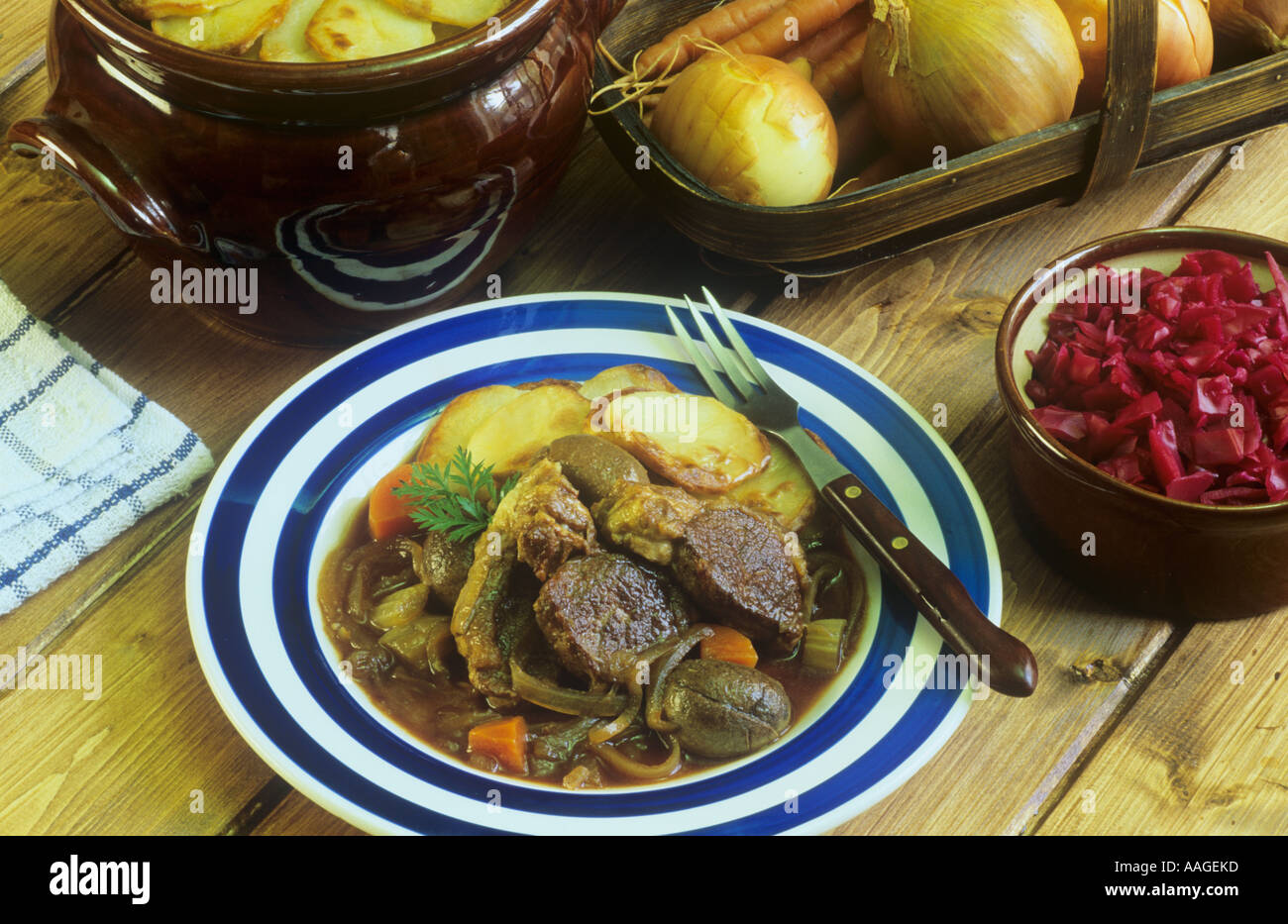 Il Lancashire hot pot tradizionale cibo britannico REGNO UNITO Foto Stock