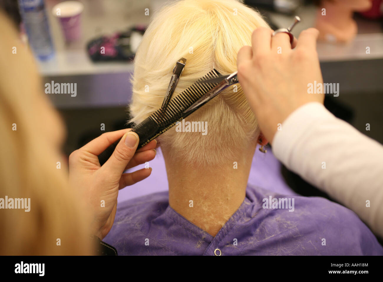 Un kinki parrucchiere dà un tocco speciale ai vostri capelli rispetto ai saloni di comune uso editoriale non solo pubblicità negativa Foto Stock