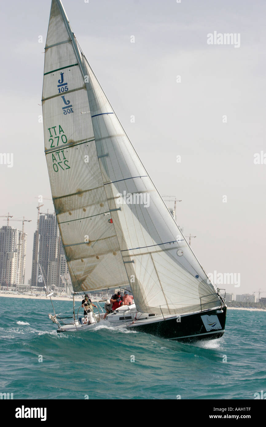 Yacht racing nel mar Arabico off Dubai Foto Stock