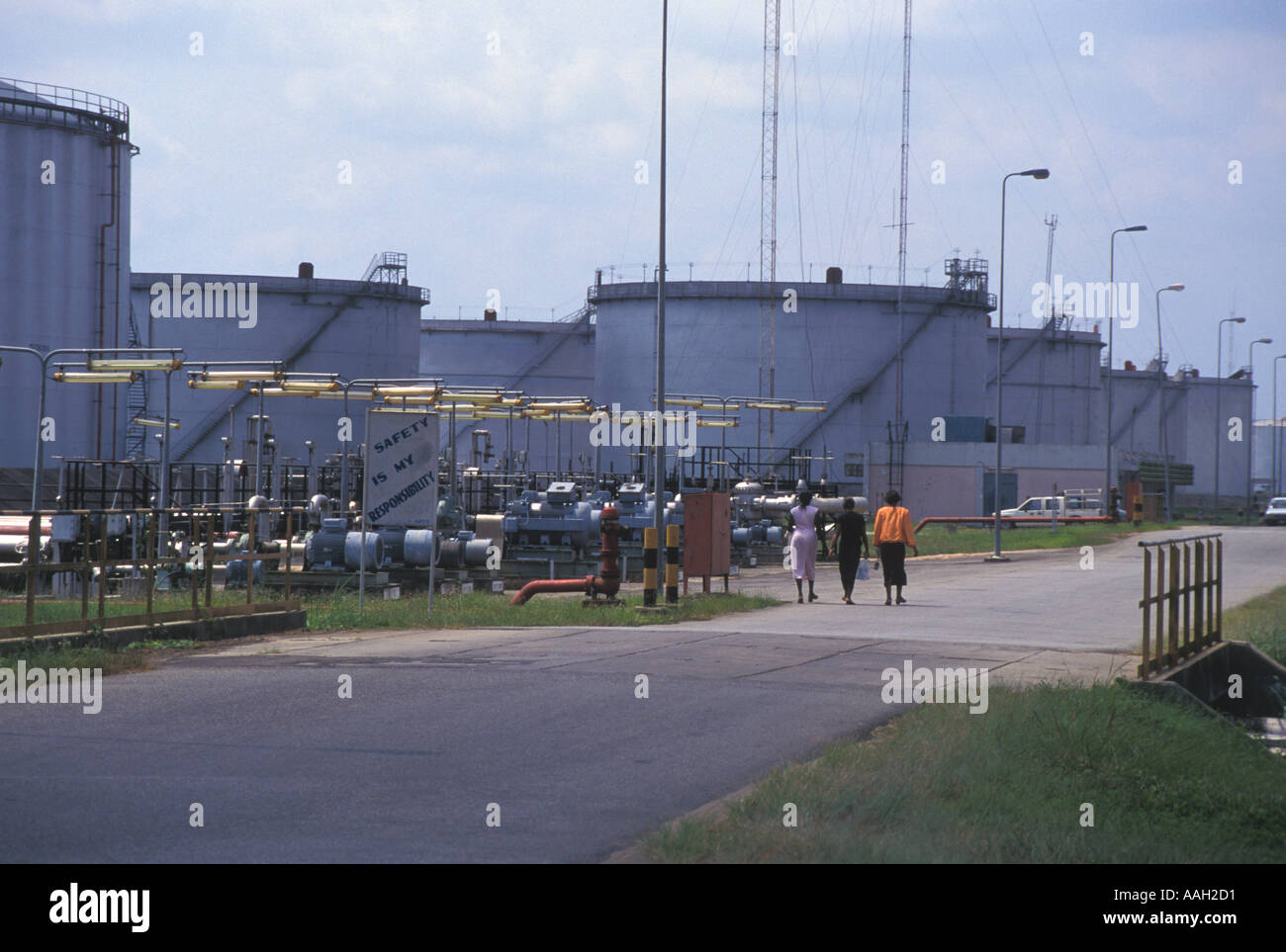 Petrolio nigeriano raffineria, Port Harcourt, Nigeria Foto Stock