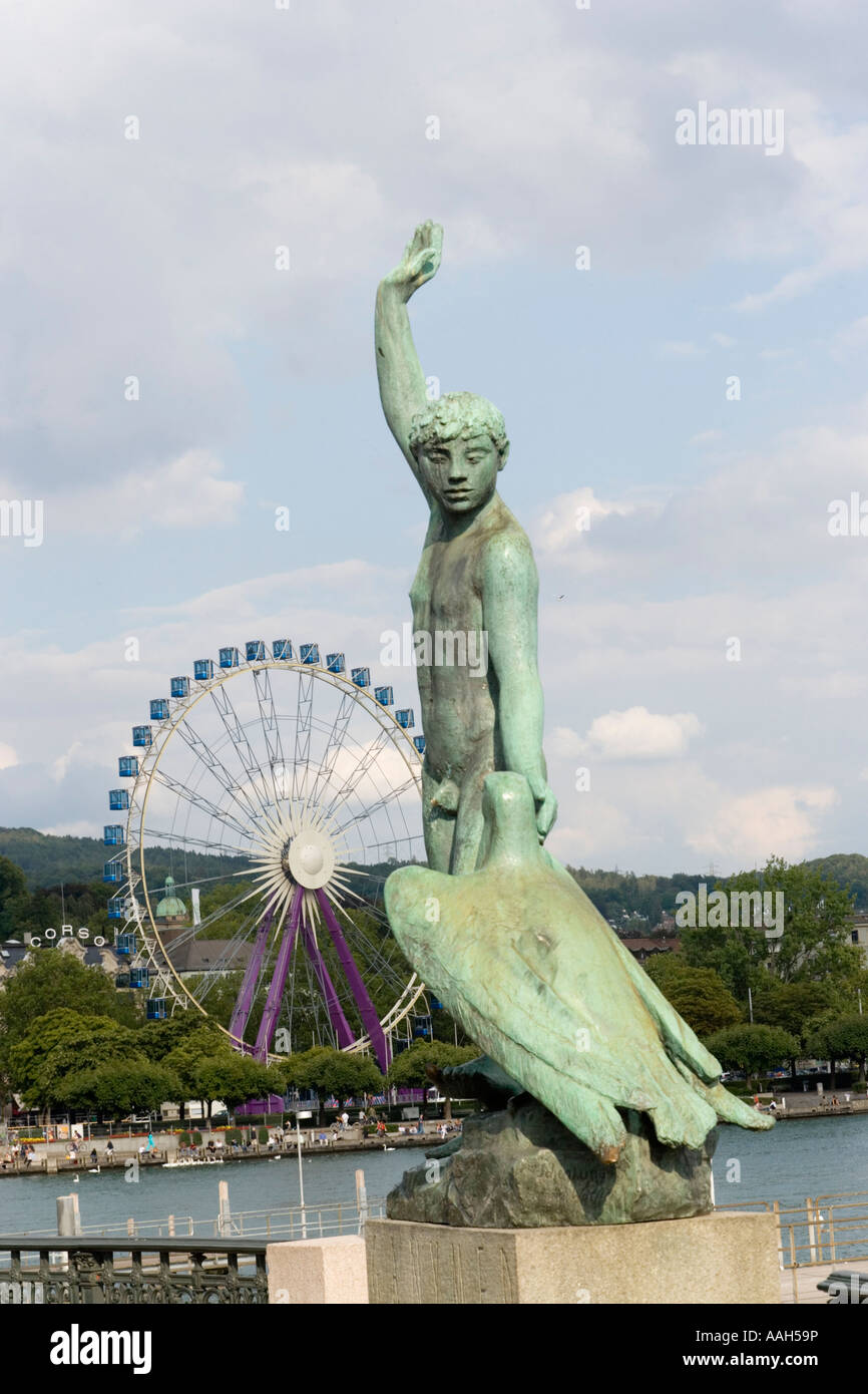 Ganymed statua di Hermann Hubacher Bürkli Square Lake Zurich Zurich Canton Zurigo Svizzera Foto Stock