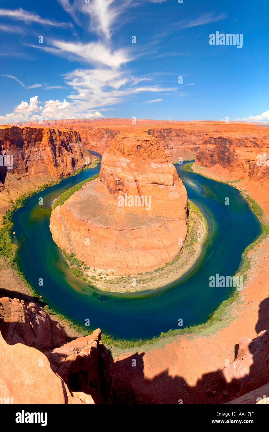 Un ultrawide vista della spettacolare curva Horseshoe Canyon creato dal fiume Colorado page Arizona USA Foto Stock