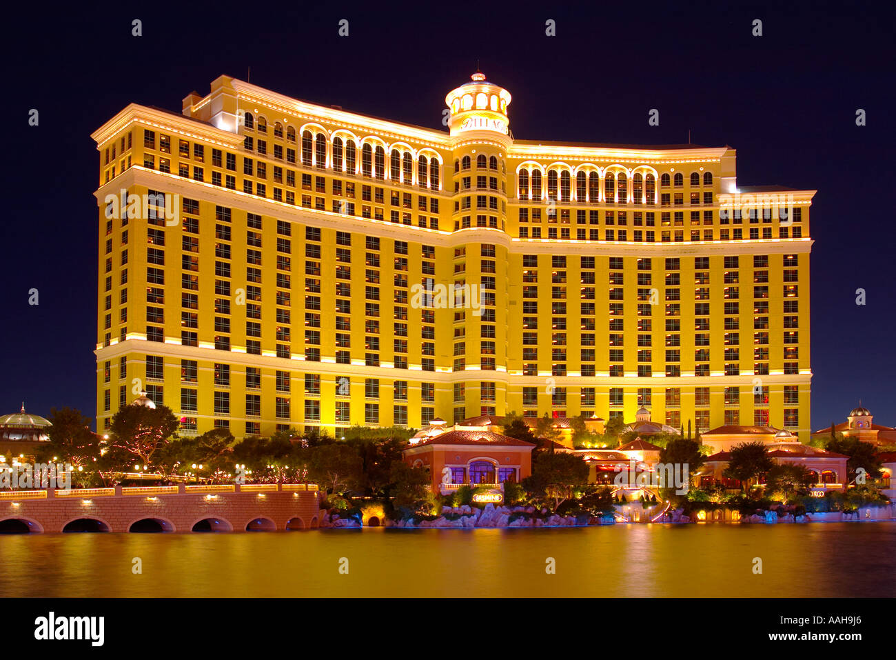 Il Bellagio Hotel by night Las Vegas Nevada USA Foto Stock