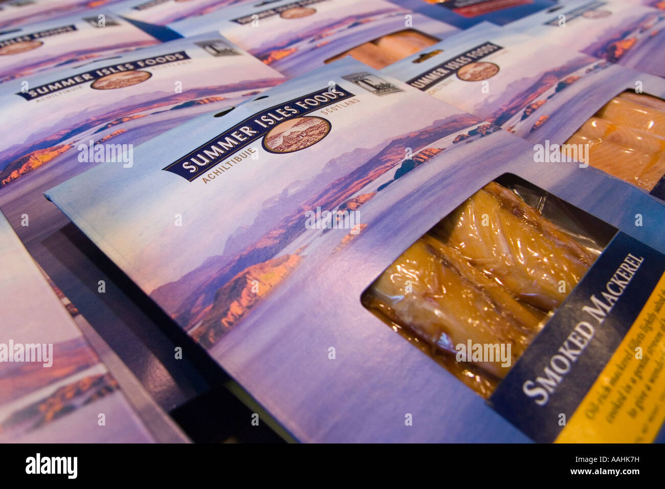 Pesce affumicato in vendita nella Smokehouse Achitibuie Scozia Scotland Foto Stock