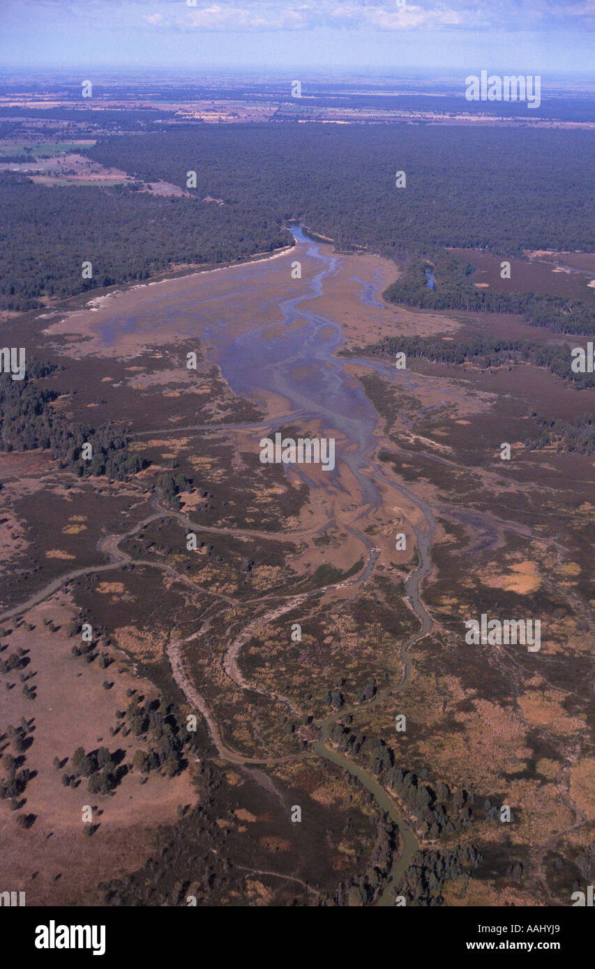 Barmah laghi, mostrato qui a secco solo per la seconda volta in 60 anni, Echuca, Victoria, Australia, verticale Foto Stock