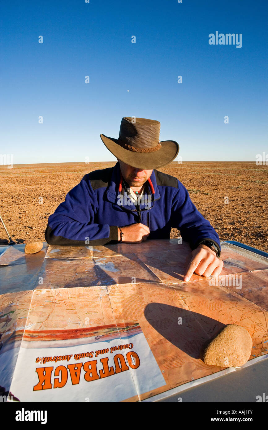 Controllare la Mappa Strzelecki via Outback South Australia Australia Foto Stock