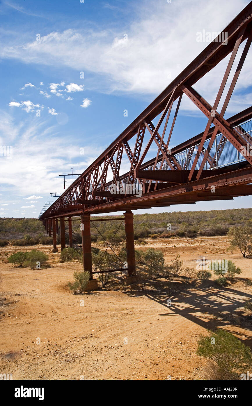 Centro storico 1889 Algebuckina ponte ferroviario Old Ghan linea Oodnadatta Track Outback South Australia Australia Foto Stock