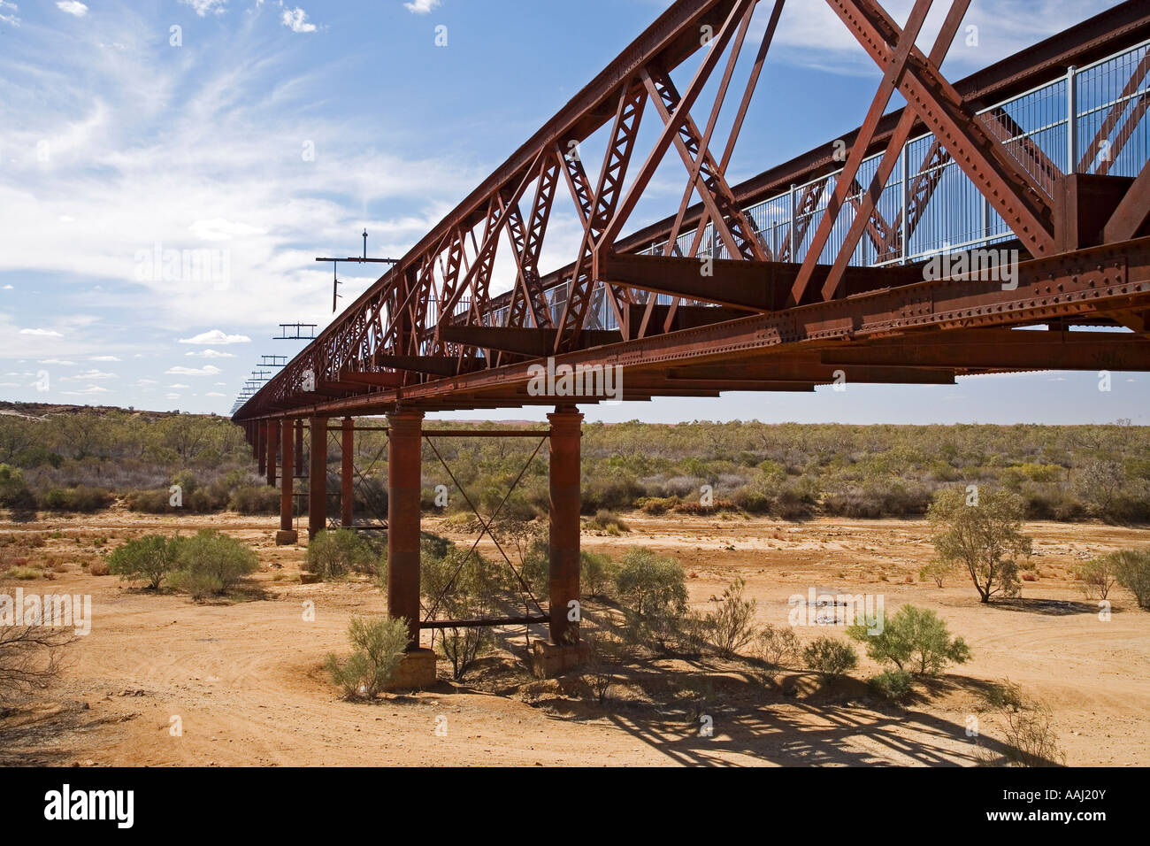 Centro storico 1889 Algebuckina ponte ferroviario Old Ghan linea Oodnadatta Track Outback South Australia Australia Foto Stock