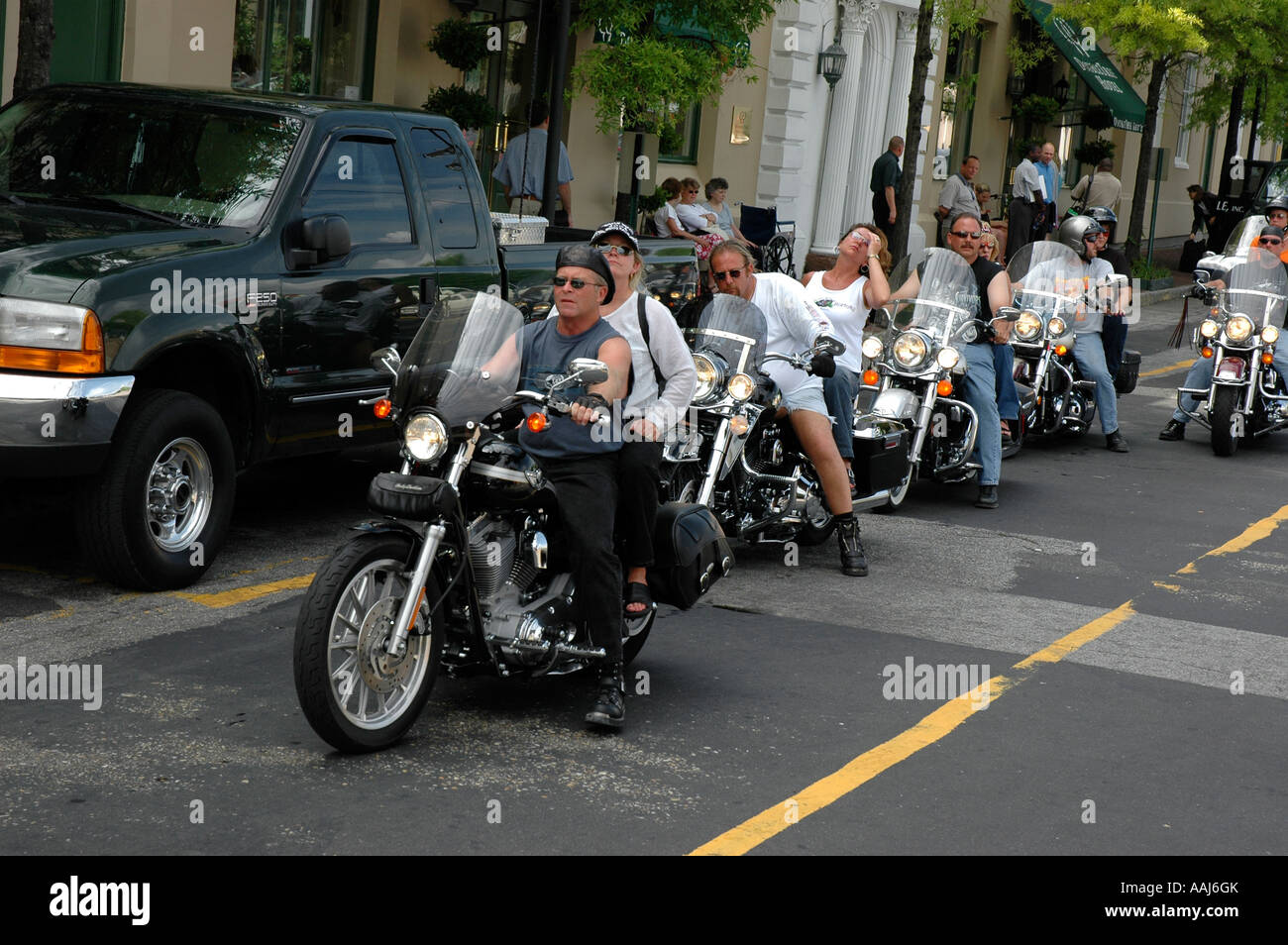 Gruppo di motociclisti touring Charleston, Carolina del Sud Foto Stock