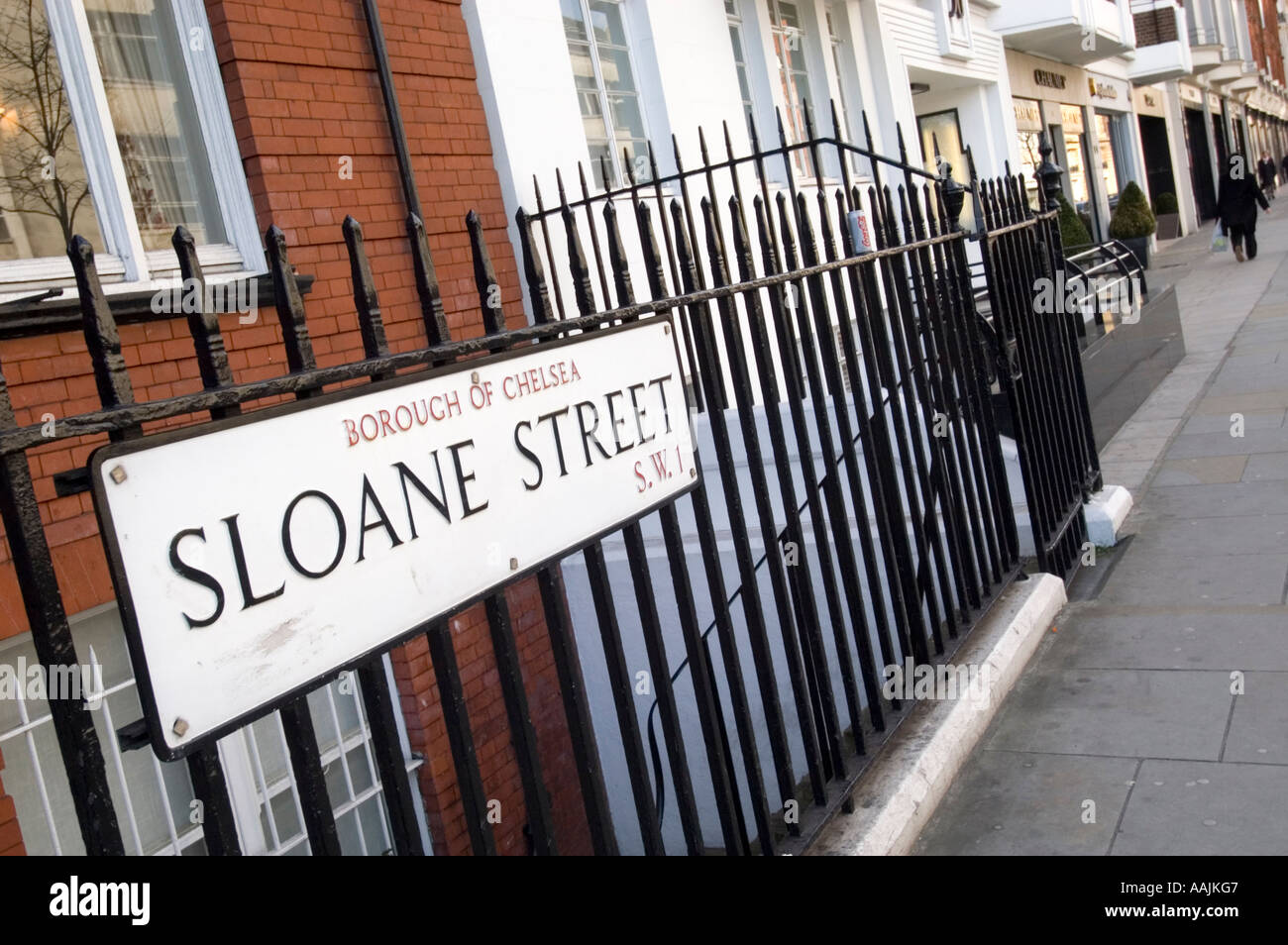 Sloane Street segno, Londra Inghilterra REGNO UNITO Foto Stock