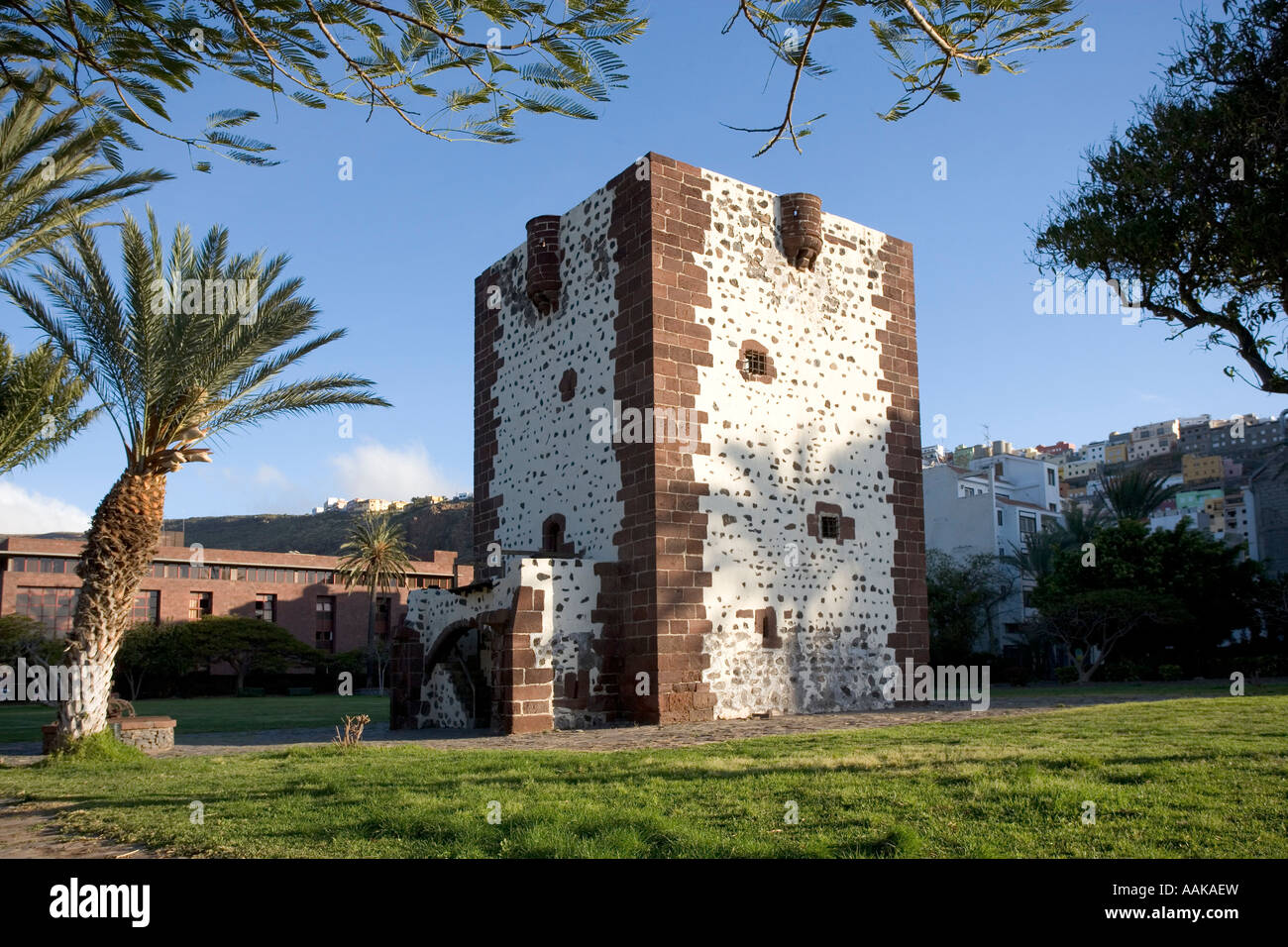 Torre del Conde a San Sebastian sull'isola di Gomera nelle Canarie Foto Stock